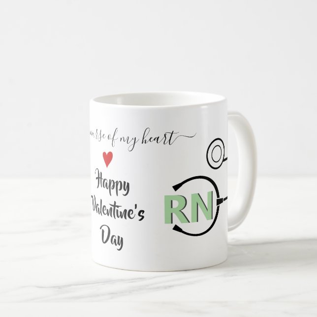 Nurse stethoscope Valentines day mint green RN Coffee Mug (Front Right)