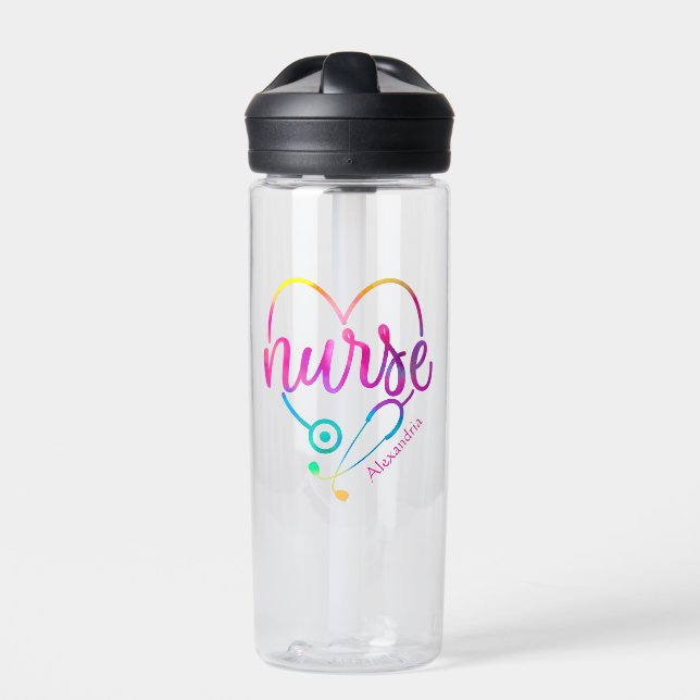 Nurse Stethoscope Water Bottle (Front)