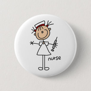 Nurse Stick Figure 6 Cm Round Badge