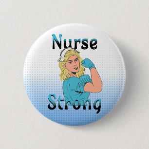 Nurse Strong   Vintage Retro Vibes 6 Cm Round Badge