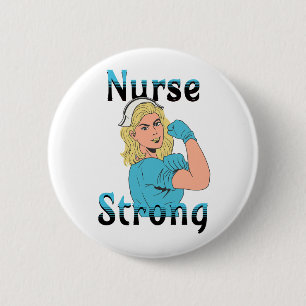 Nurse Strong   Vintage Retro Vibes 6 Cm Round Badge