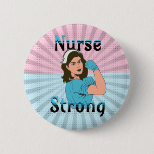 Nurse Strong   Vintage Retro Vibes 6 Cm Round Badge