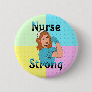Nurse Strong Vintage Retro Vibes 6 Cm Round Badge