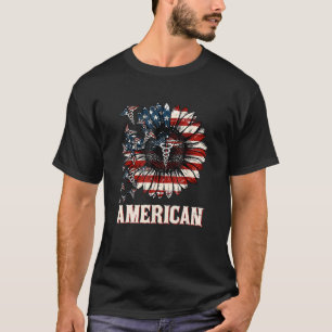 Nurse Sunflower American Flag 4th Of July Patrioti T-Shirt