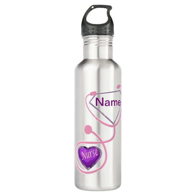 Nurse Super Stethoscope Glitter add Name 710 Ml Water Bottle (Front)