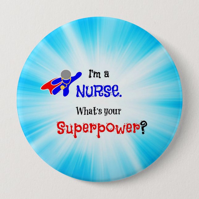 Nurse Superhero 10 Cm Round Badge (Front)