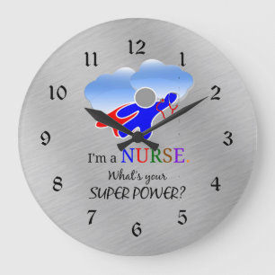 Nurse Superhero Humor Large Clock