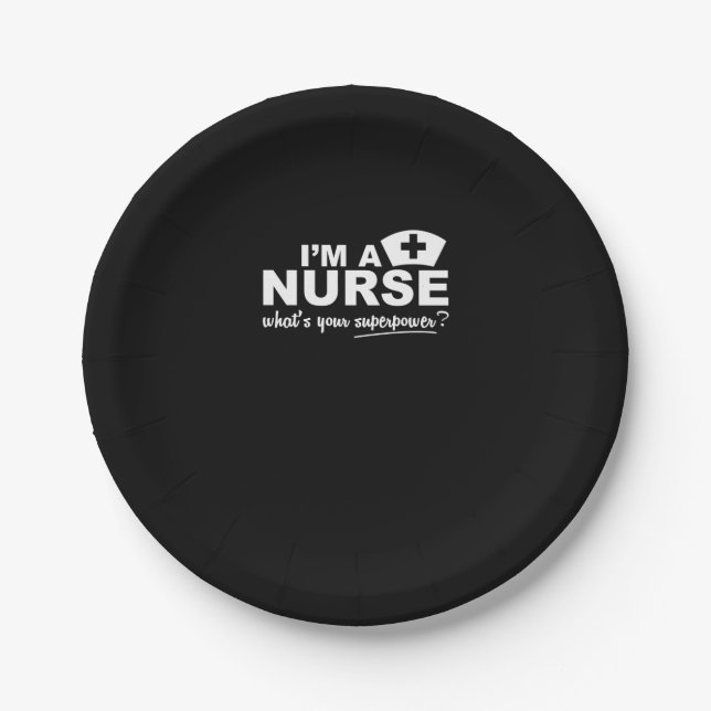 Nurse Superpower  Scoop  Paper Plate (Front)