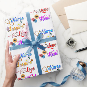 Nurse Supplies Inspire Love Heal Med Therapist Wrapping Paper