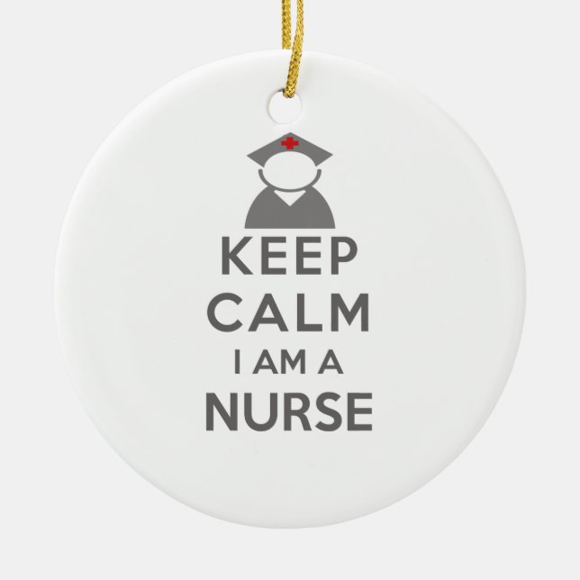 Nurse Symbol Keep Calm I am a Nurse Ceramic Tree Decoration (Front)