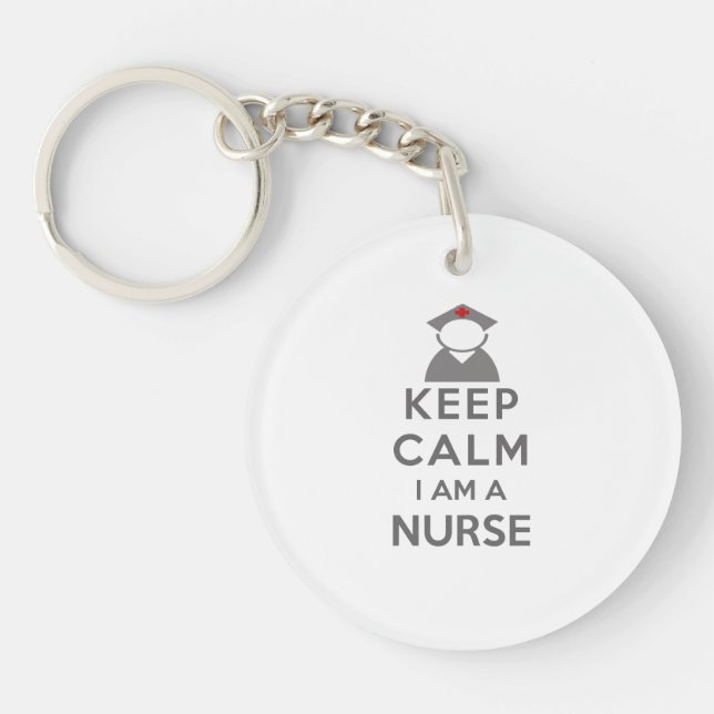 Nurse Symbol Keep Calm I am a Nurse Key Ring (Front)