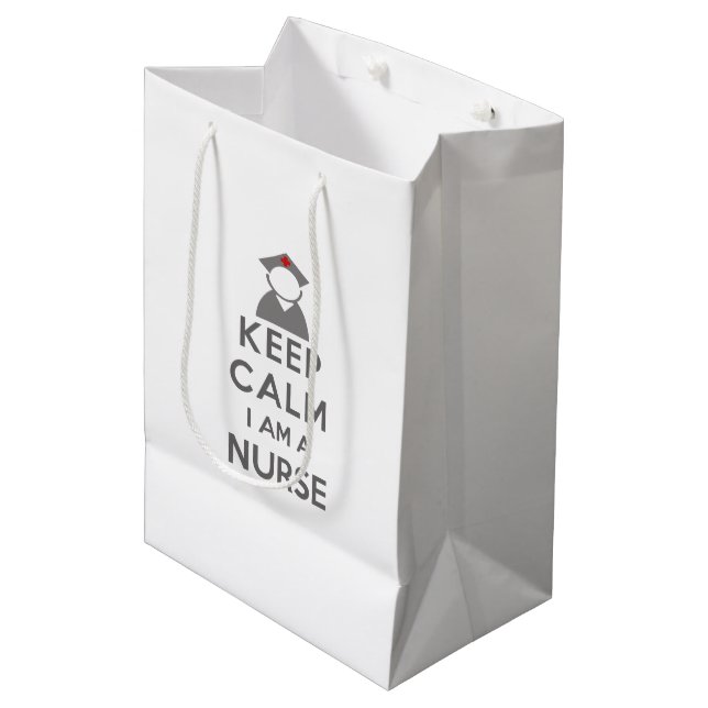 Nurse Symbol Keep Calm I am a Nurse Medium Gift Bag (Front Angled)