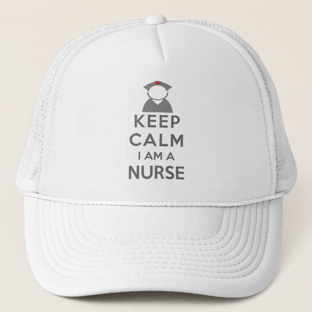 Nurse Symbol Keep Calm I am a Nurse Trucker Hat (Front)