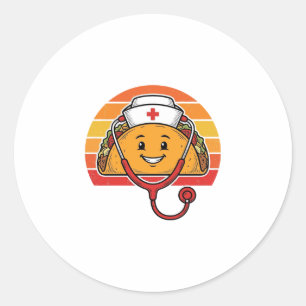 Nurse Taco Retro Vintage Engraving Design_1 Classic Round Sticker
