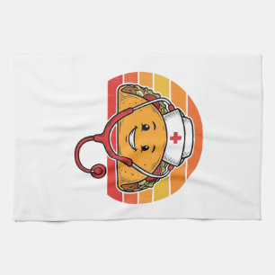 Nurse Taco Retro Vintage Engraving Design_1 Tea Towel