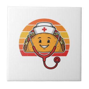 Nurse Taco Retro Vintage Engraving Design_1 Tile