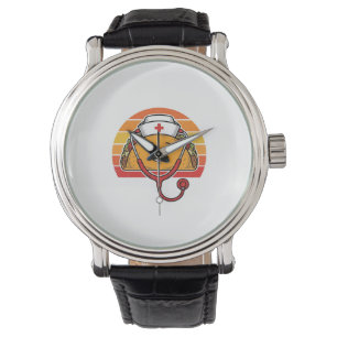 Nurse Taco Retro Vintage Engraving Design_1 Watch
