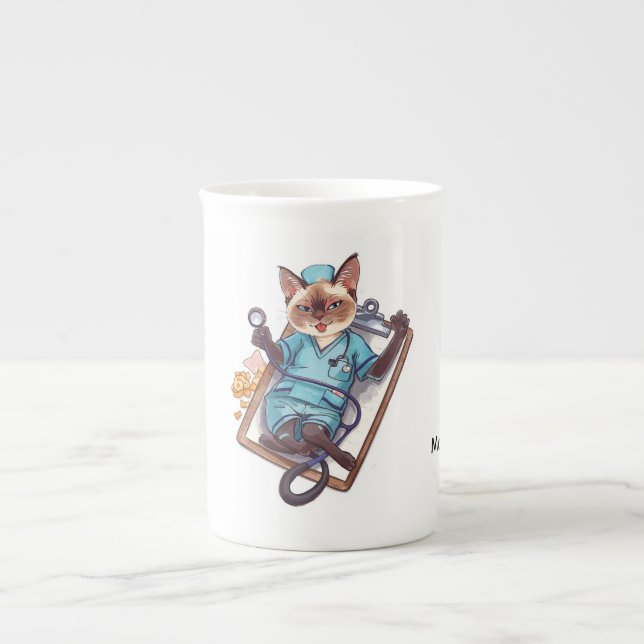 Nurse take a nap for Cat Lovers  Bone China Mug (Front)