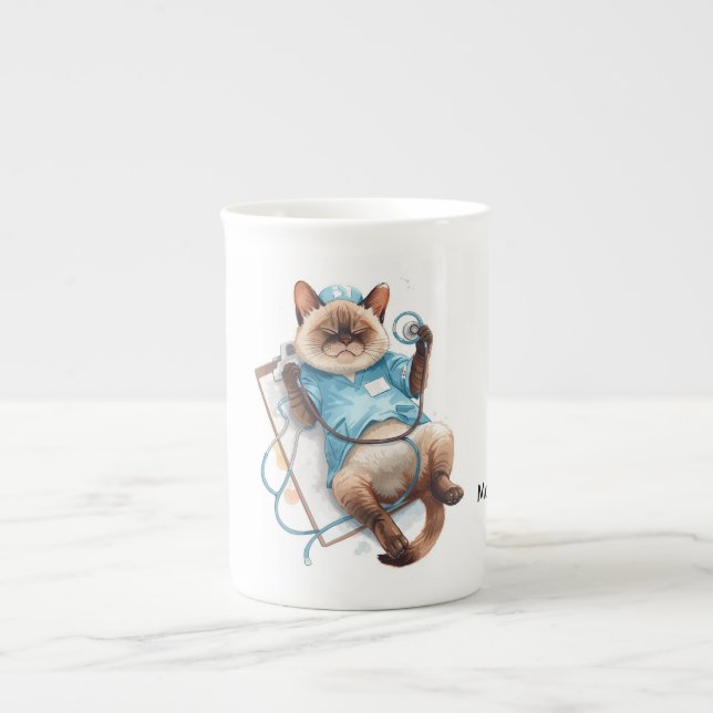 Nurse take a nap for Cat Lovers  Bone China Mug (Front)