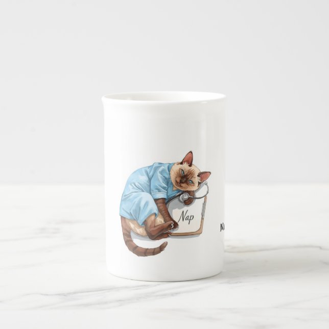 Nurse take a nap for Cat Lovers  Bone China Mug (Front)
