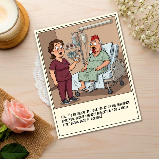Nurse Talking To Chicken Head Patient Get Well Postcard (Creator Uploaded)