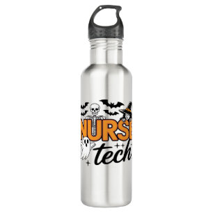 Nurse Tech - Halloween - with skeleton, witch, and 710 Ml Water Bottle