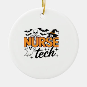 Nurse Tech - Halloween - with skeleton, witch, and Ceramic Tree Decoration