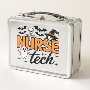 Nurse Tech - Halloween - with skeleton, witch, and Metal Lunch Box