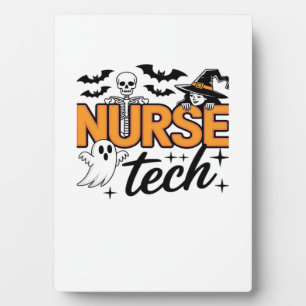 Nurse Tech - Halloween - with skeleton, witch, and Plaque