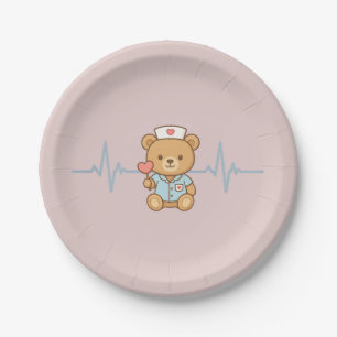 Nurse Teddy Bear Party Paper Plate
