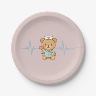 Nurse Teddy Bear Party Paper Plate