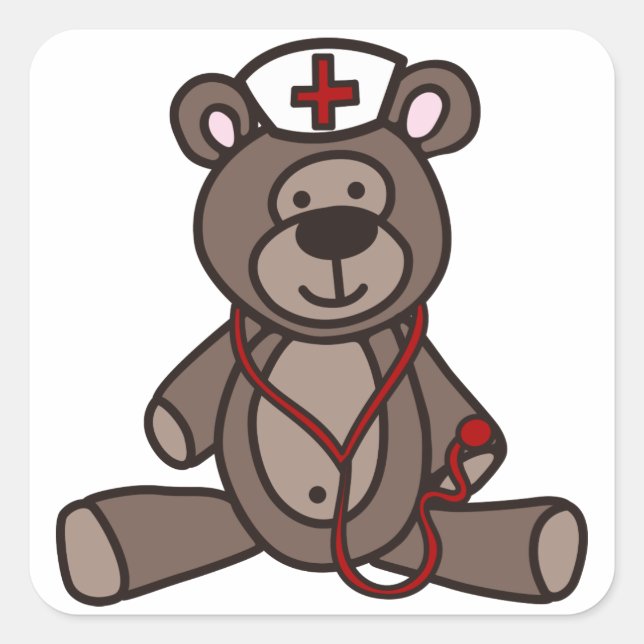 Nurse Teddy Bear Square Sticker (Front)