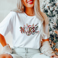 NURSE Tee with Reindeer and Christmas Lights