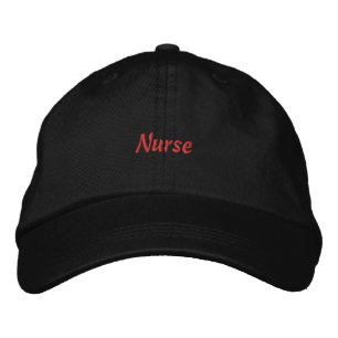 Nurse Text Custom Black Professional Healthcare Embroidered Hat