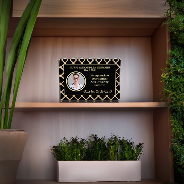 Nurse Thank You Appreciation Gold Personalise  Photo Block (Nurse Thank You Appreciation Gold Personalize Photo Block great gift to show your appreciation. )
