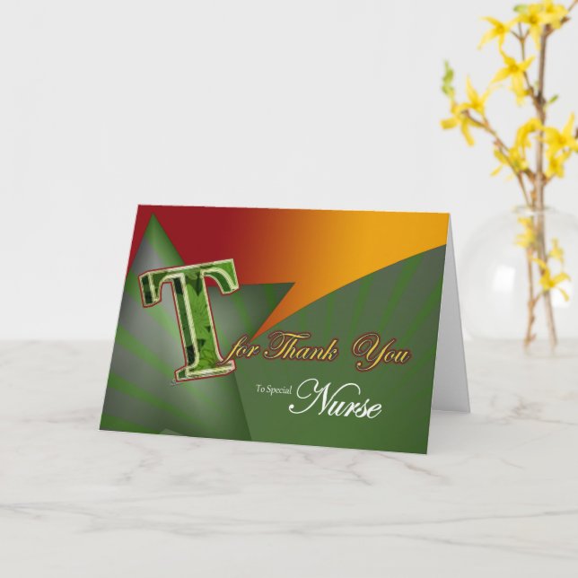 Nurse thank you card Big T Thanks Nurses (Yellow Flower)