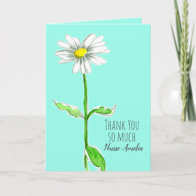 Nurse Thank You Daisy Flower Healthcare Card (Front)