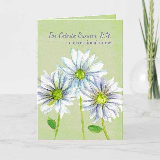Nurse Thank You Daisy Flowers Personalized Card (Front)