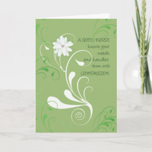 Nurse Thank You, Green Swirls Thank You Card