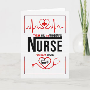 Nurse Thank You in Red White and Black  Card