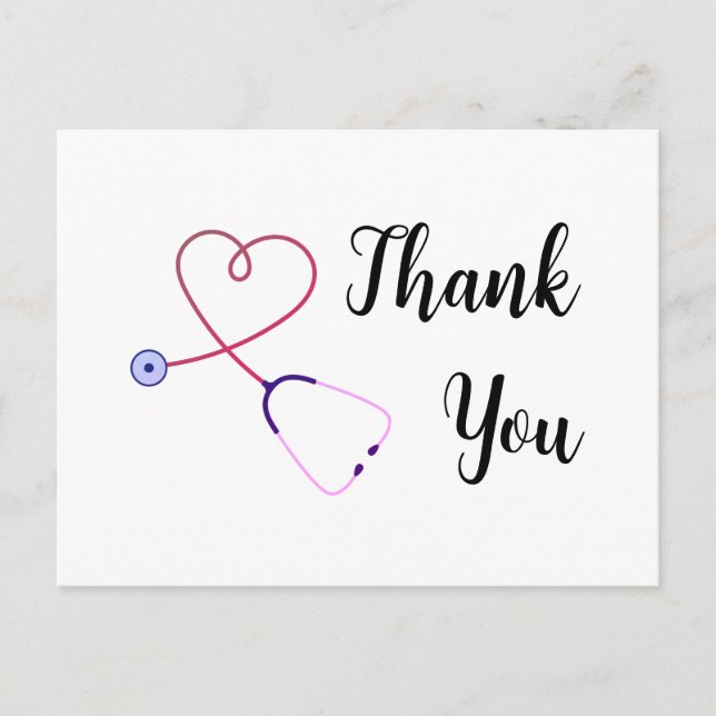 nurse thank you stethoscope heart Holiday Postcard (Front)