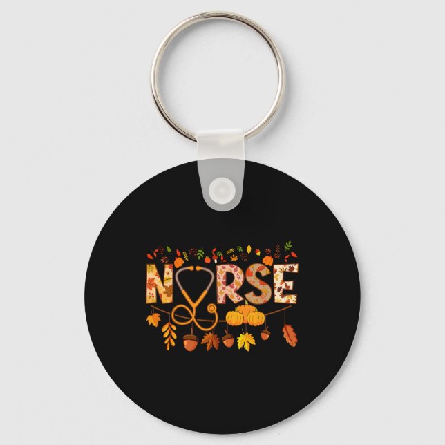 Nurse Thanksgiving  Health Worker Nursing Fall Nur Key Ring (Front)