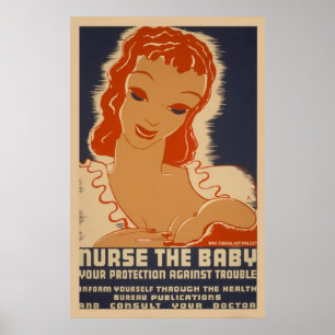Nurse The Baby WPA Vintage Poster