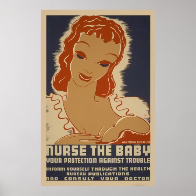 Nurse The Baby WPA Vintage Poster (Front)