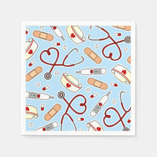 Nurse Theme Napkins Blue