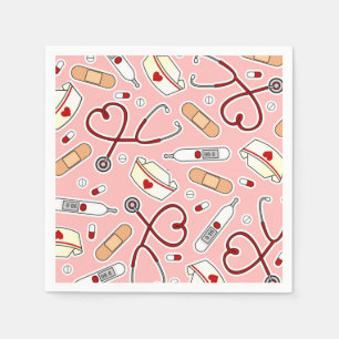 Nurse Theme Napkins Pink