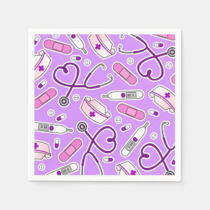 Nurse Theme Napkins Purple
