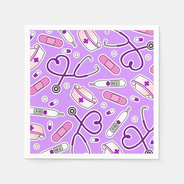 Nurse Theme Napkins Purple (Front)