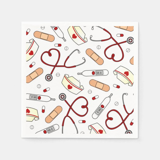 Nurse Theme Napkins White (Front)