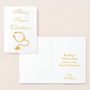 Nurse theme stethoscope Christmas Foil Card